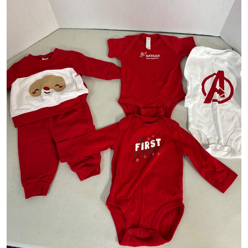 Carters Baby Boy Christmas‎ Avengers Bodysuit Sweatshirt 5 pc  Lot 6-9 Months